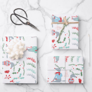 Cute Woodland Reindeer Animal Christmas  Wrapping Paper Sheet