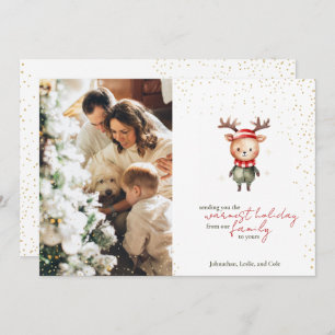 Cute Woodland Reindeer Christmas Elf Holiday Card