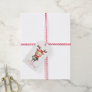 Cute Woodland Reindeer Christmas Elf Sticker Gift Tags