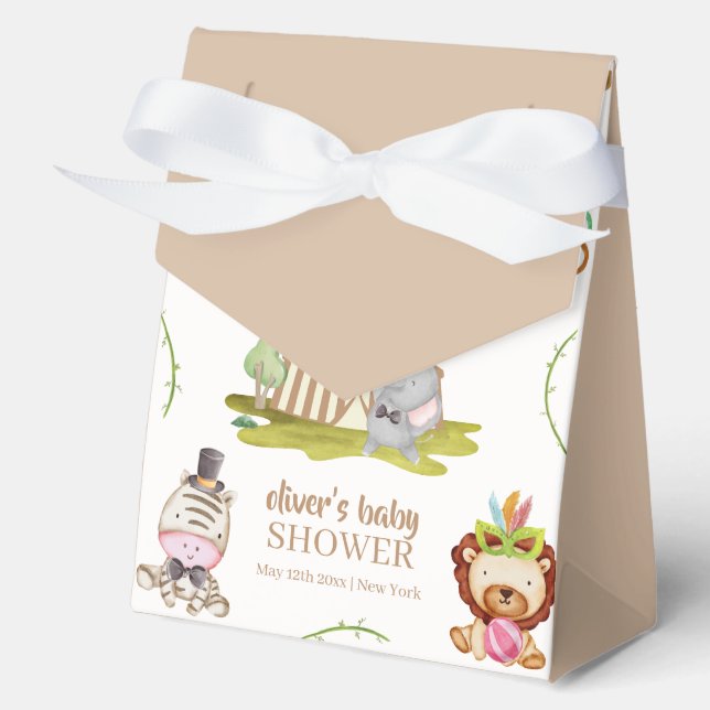 Cute Woodland Safari Animal Circus Baby Shower  Favour Box (Front)