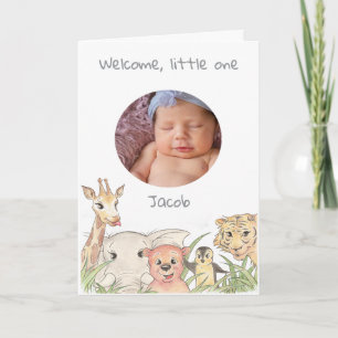 Cute Woodland Safari Baby photo Announcement