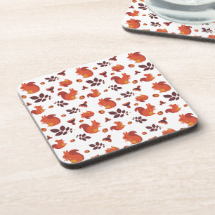 Cute Woodland Squirrel Autumn Pattern Coaster