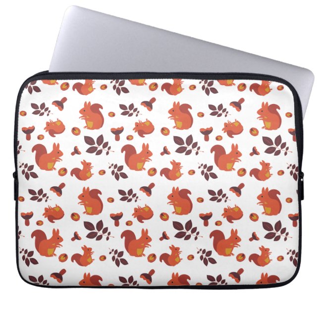 Cute Woodland Squirrel Autumn Pattern Laptop Sleeve (Front)