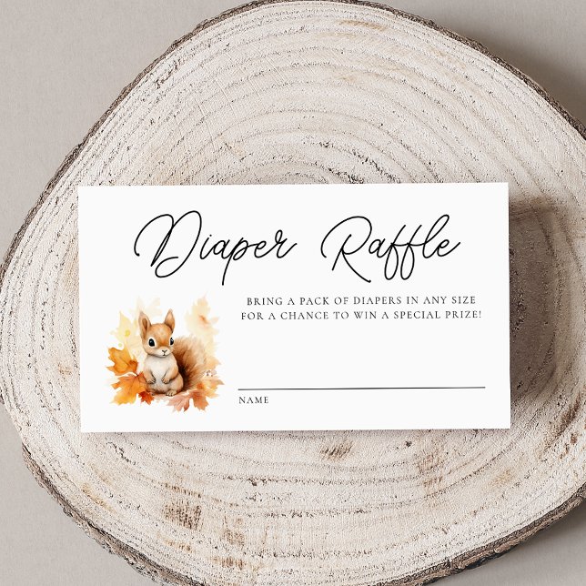 Cute Woodland Squirrel Baby Shower Diaper Raffle Enclosure Card (Creator Uploaded)