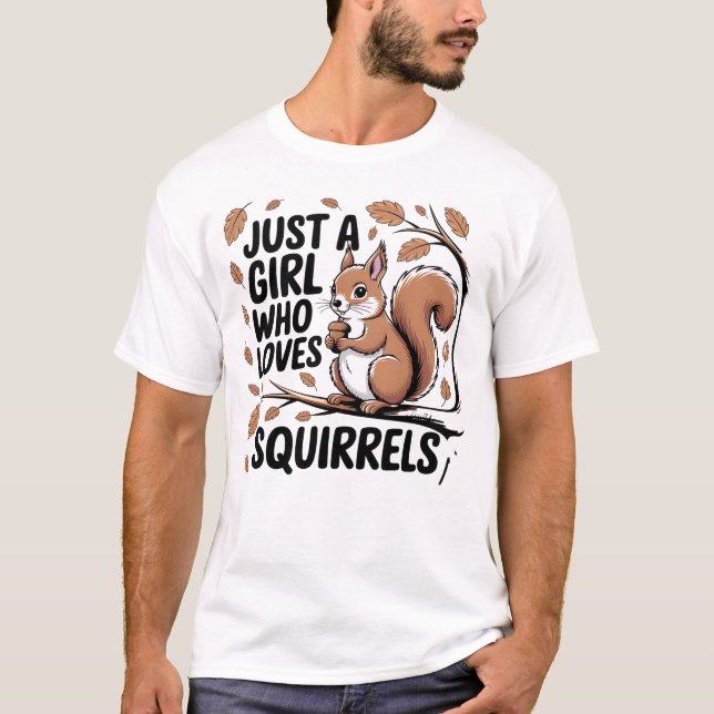 Cute Woodland Squirrel Lover Retro Design With Aco T-Shirt (Front)
