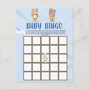Cute Woodland Teddy Bear Baby Shower Bingo Card