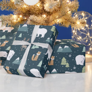 Cute woodland tiled party Christmas Wrapping Paper