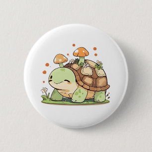 Cute Woodland Turtle Cottagecore Kawaii Design 6 Cm Round Badge