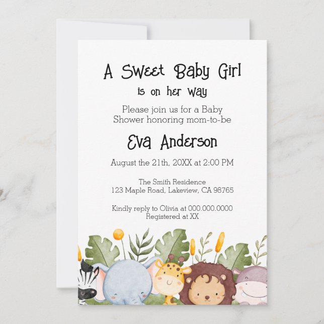 Cute Woodland Watercolor Baby Shower Invitation (Front)
