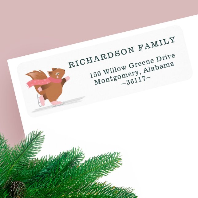Cute Woodland Winter Squirrel Ice Skating Address (Cute Woodland Winter Squirrel Ice Skating Address Label)