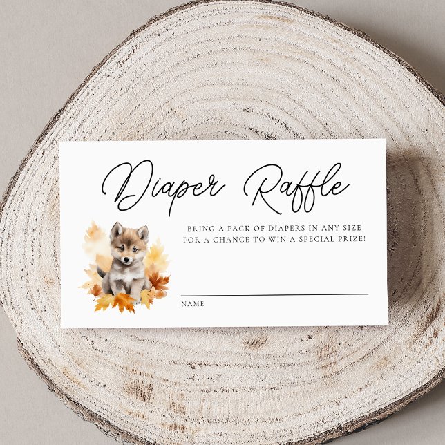 Cute Woodland Wolf Baby Shower Diaper Raffle Enclosure Card (Creator Uploaded)