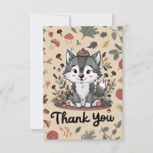 Cute Woodland Wolf Thank You Card