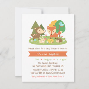 Cute Woodlands Animal Baby Shower Invitations