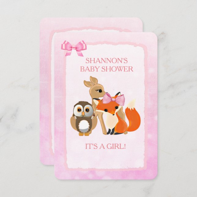 Cute Woodlands Animals Fox Baby Shower Invitation (Front/Back)