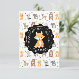 Cute Woodlands Animals Fox Baby Shower   Invitation