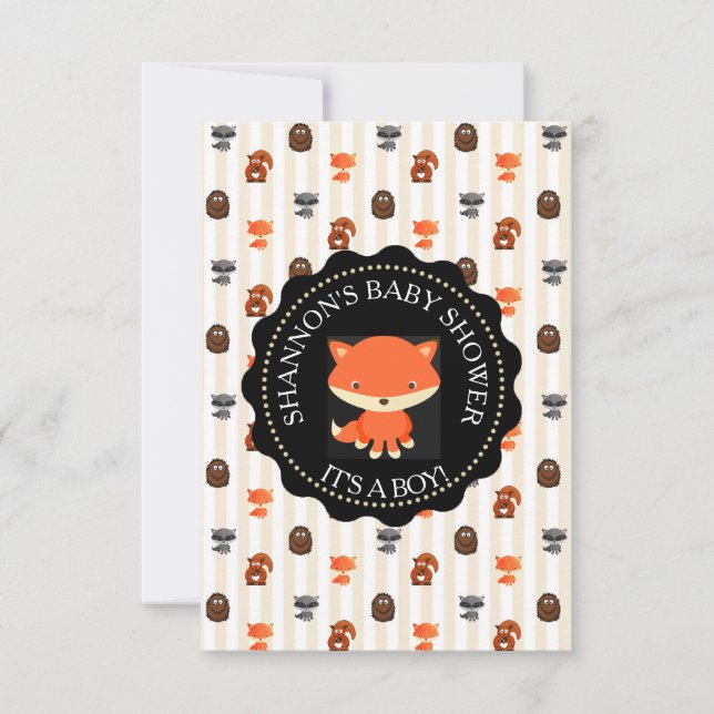 Cute Woodlands Animals Fox Baby Shower Invitation (Front)