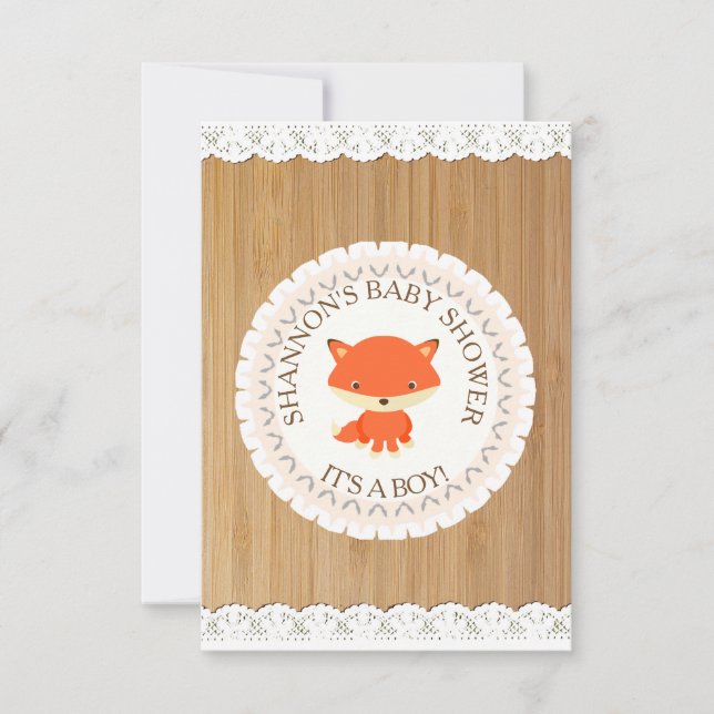 Cute Woodlands Animals Fox Baby Shower Invitation (Front)