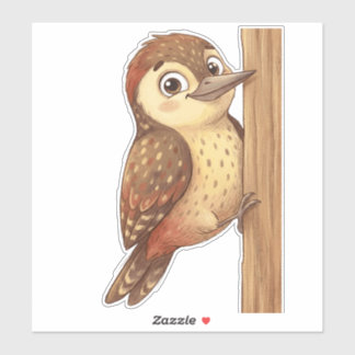 Cute Woodpecker Bird Sticker – Adorable Woodland A