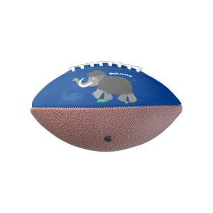Cute woolly mammoth cartoon illustration american football
