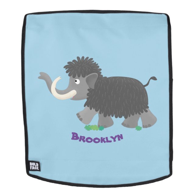 Cute woolly mammoth cartoon illustration backpack (Removable Face)