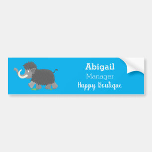 Cute woolly mammoth cartoon illustration bumper sticker