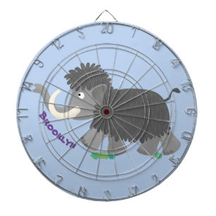 Cute woolly mammoth cartoon illustration dartboard