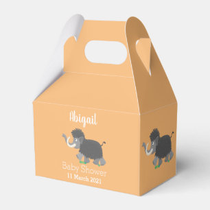 Cute woolly mammoth cartoon illustration favour box