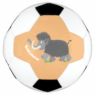 Cute woolly mammoth cartoon illustration football