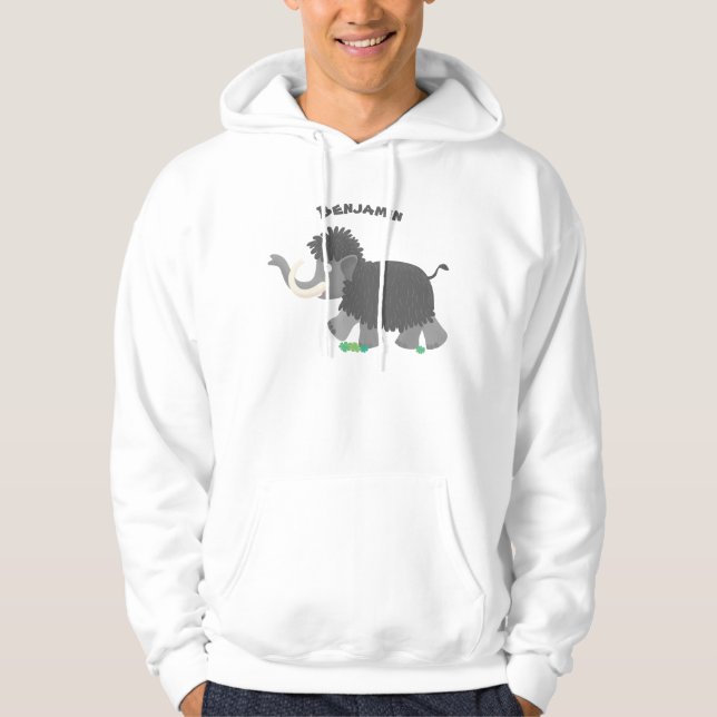 Cute woolly mammoth cartoon illustration hoodie (Front)