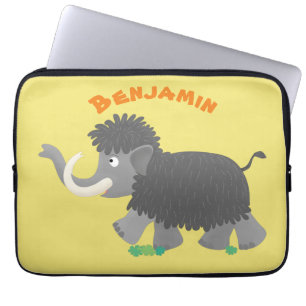 Cute woolly mammoth cartoon illustration laptop sleeve