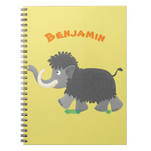 Cute woolly mammoth cartoon illustration notebook