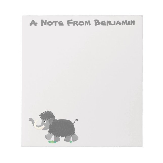 Cute woolly mammoth cartoon illustration notepad (Front)