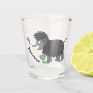 Cute woolly mammoth cartoon illustration shot glass