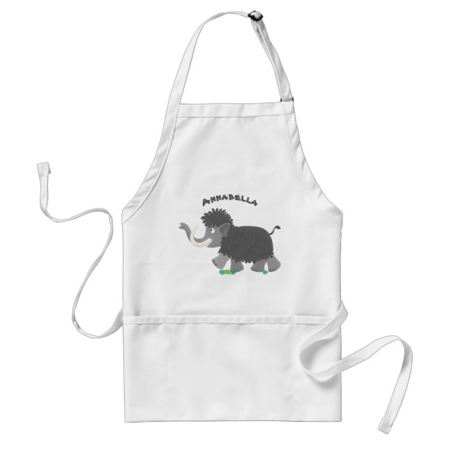 Cute woolly mammoth cartoon illustration standard apron (Front)