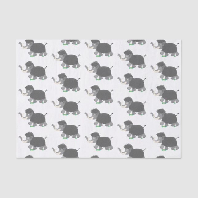 Cute woolly mammoth cartoon illustration tissue paper (Front)
