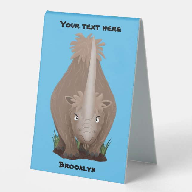 Cute woolly rhino elasmotherium cartoon  (Front)