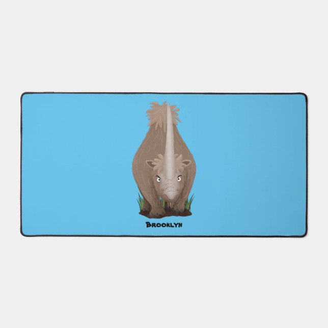 Cute woolly rhino elasmotherium cartoon  desk mat (Front)