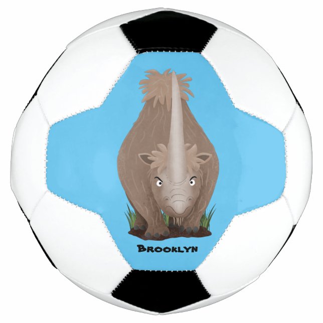 Cute woolly rhino elasmotherium cartoon football (Front)