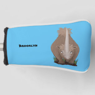 Cute woolly rhino elasmotherium cartoon golf head cover