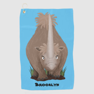 Cute woolly rhino elasmotherium cartoon golf towel