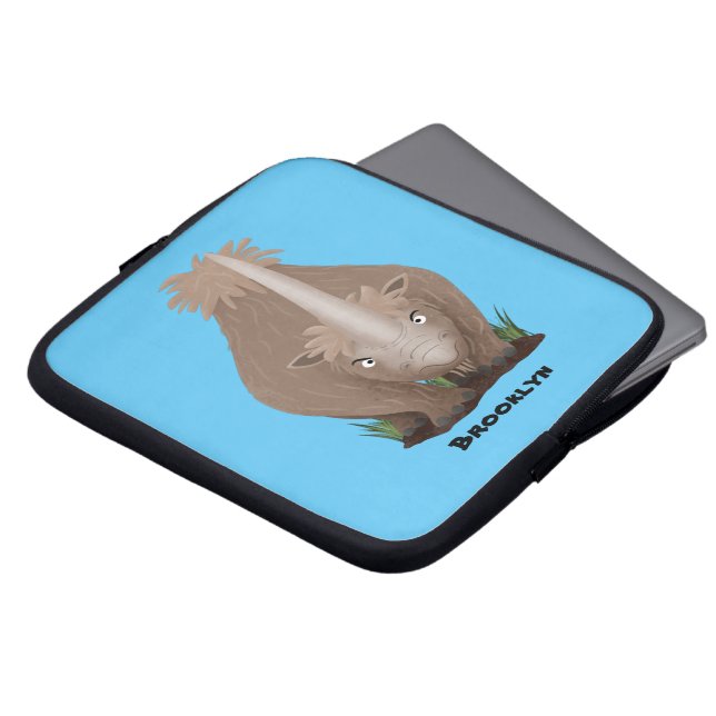 Cute woolly rhino elasmotherium cartoon laptop sleeve (Front Top)
