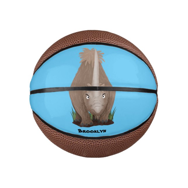 Cute woolly rhino elasmotherium cartoon  mini basketball (Front)