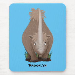 Cute woolly rhino elasmotherium cartoon  mouse mat