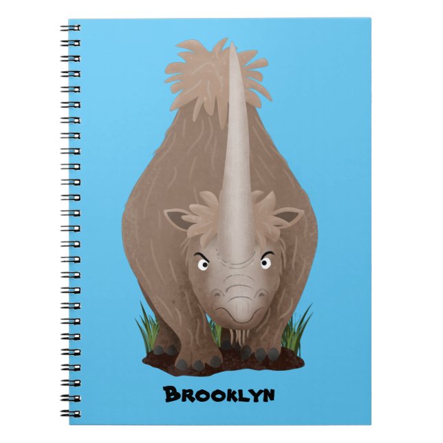 Cute woolly rhino elasmotherium cartoon  notebook (Front)