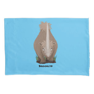 Cute woolly rhino elasmotherium cartoon pillowcase