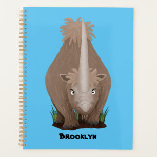 Cute woolly rhino elasmotherium cartoon  planner