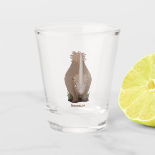Cute woolly rhino elasmotherium cartoon shot glass