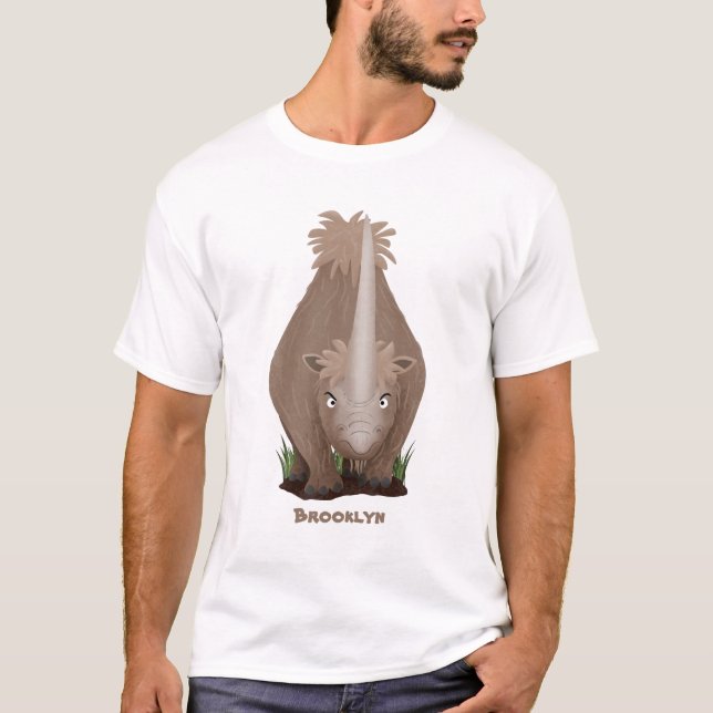 Cute woolly rhino elasmotherium cartoon T-Shirt (Front)