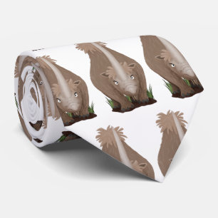 Cute woolly rhino elasmotherium cartoon tie