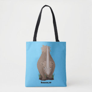 Cute woolly rhino elasmotherium cartoon tote bag